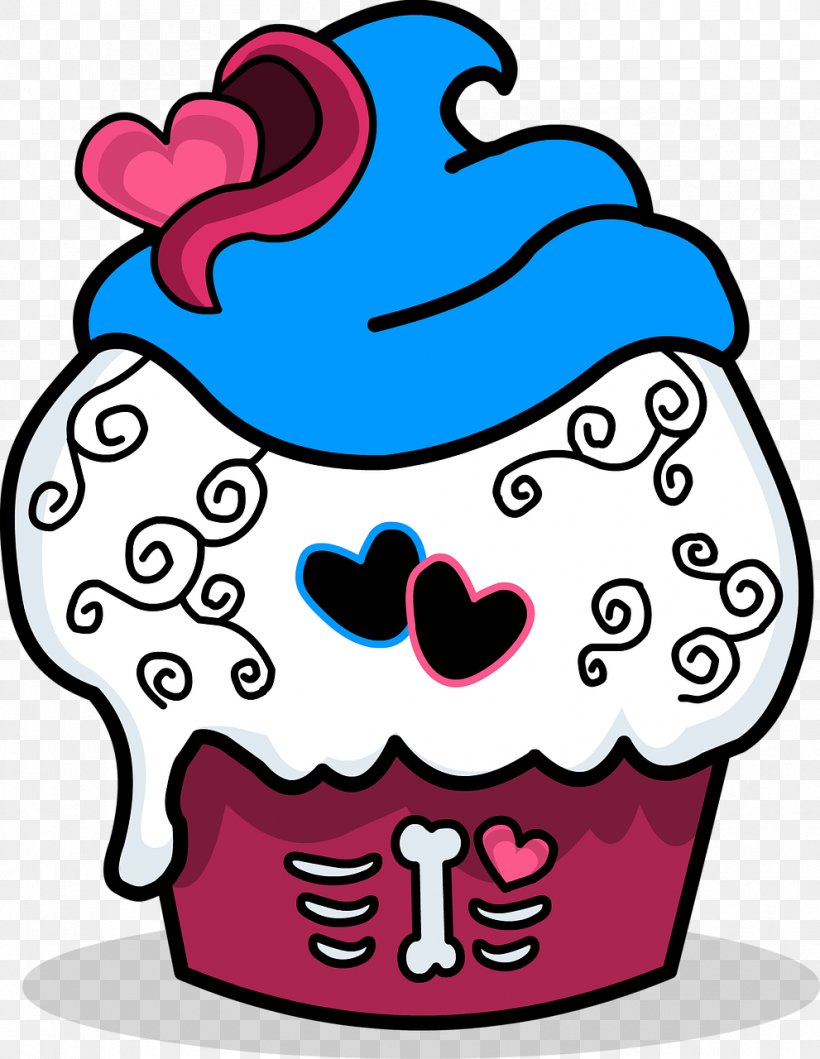 Cupcake Calavera Clip Art, PNG, 991x1280px, Watercolor, Cartoon, Flower, Frame, Heart Download Free