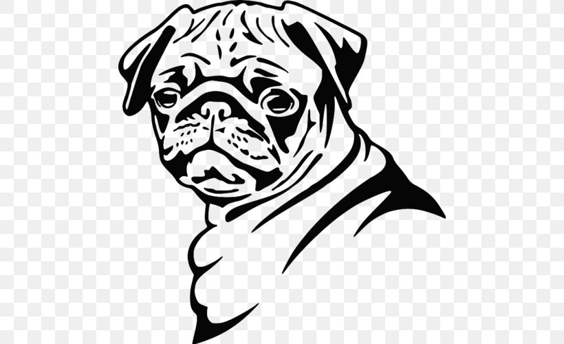 Pug Bulldog Puppy Boston Terrier Clip Art, PNG, 500x500px, Pug, Artwork, Black, Black And White, Boston Terrier Download Free