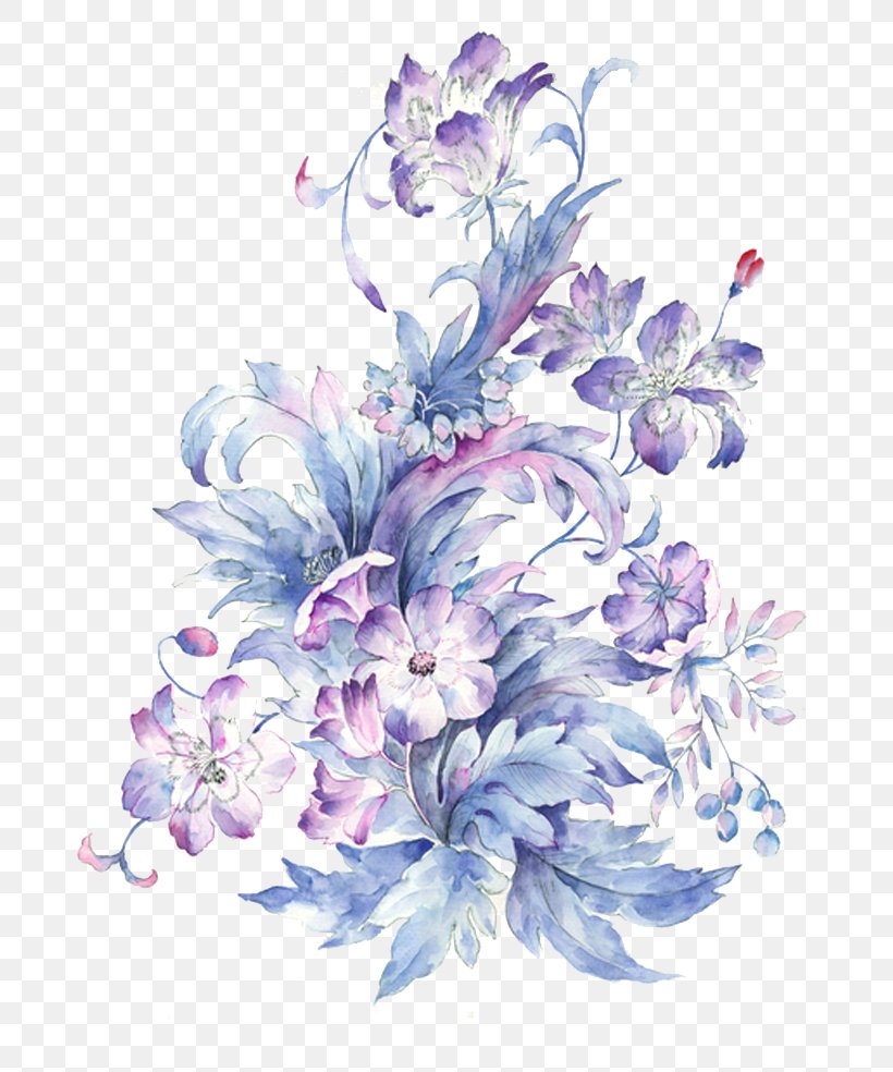 Watercolor Painting Drawing, PNG, 706x984px, Watercolor Flowers, Art, Blossom, Blue, Cut Flowers Download Free