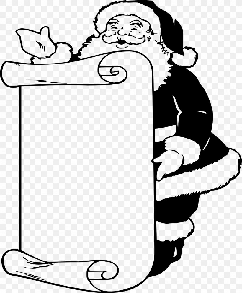 Santa Claus Christmas Black And White Clip Art, PNG, 1057x1280px, Santa Claus, Area, Art, Artwork, Black Download Free