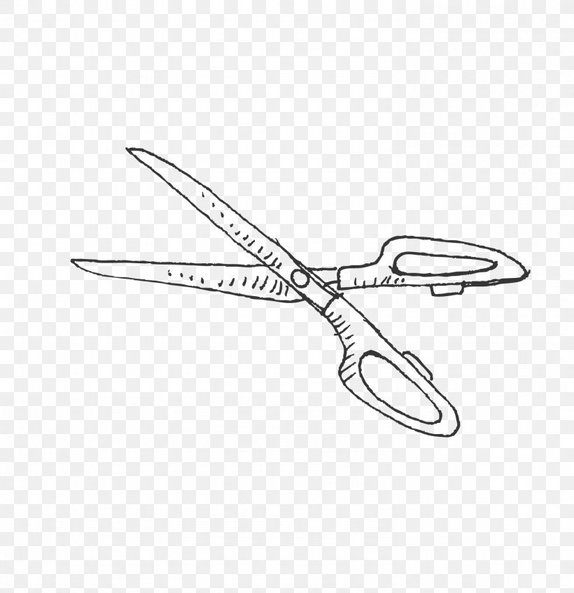 Scissors Drawing Fork Tool, PNG, 1484x1534px, Scissors, Alarm Clock, Area, Black And White, Cartoon Download Free