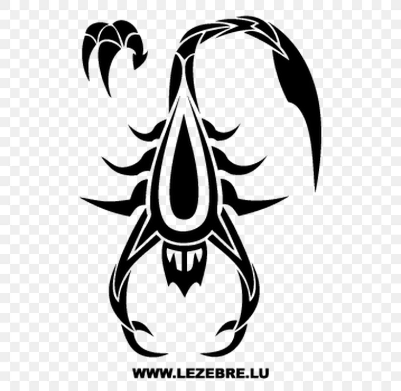 Scorpion Tattoo Tribe Decal Sticker, PNG, 800x800px, Scorpion, Artwork, Black, Black And White, Decal Download Free