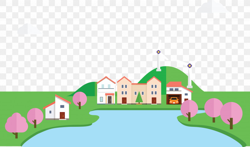 Eco Town, PNG, 3000x1763px, Eco, Cartoon, Estate, Green, Property Download Free