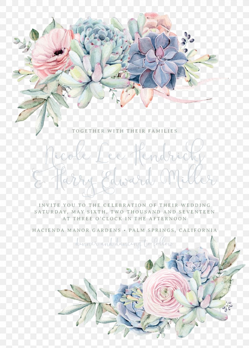 Wedding Invitation Paper Succulent Plant, PNG, 1500x2100px, Wedding Invitation, Blue, Cactaceae, Calligraphy, Creative Arts Download Free