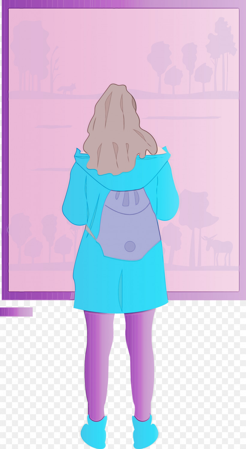 Cartoon Purple Turquoise Style, PNG, 1644x3000px, Girl, Cartoon, Paint, Purple, Style Download Free
