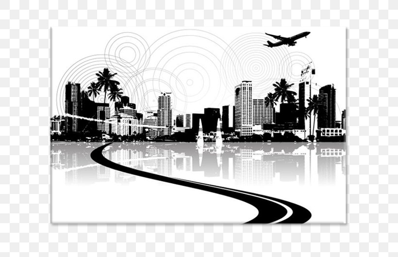 Drawing Royalty-free, PNG, 750x530px, Drawing, Black And White, Brand, City, Cityscape Download Free