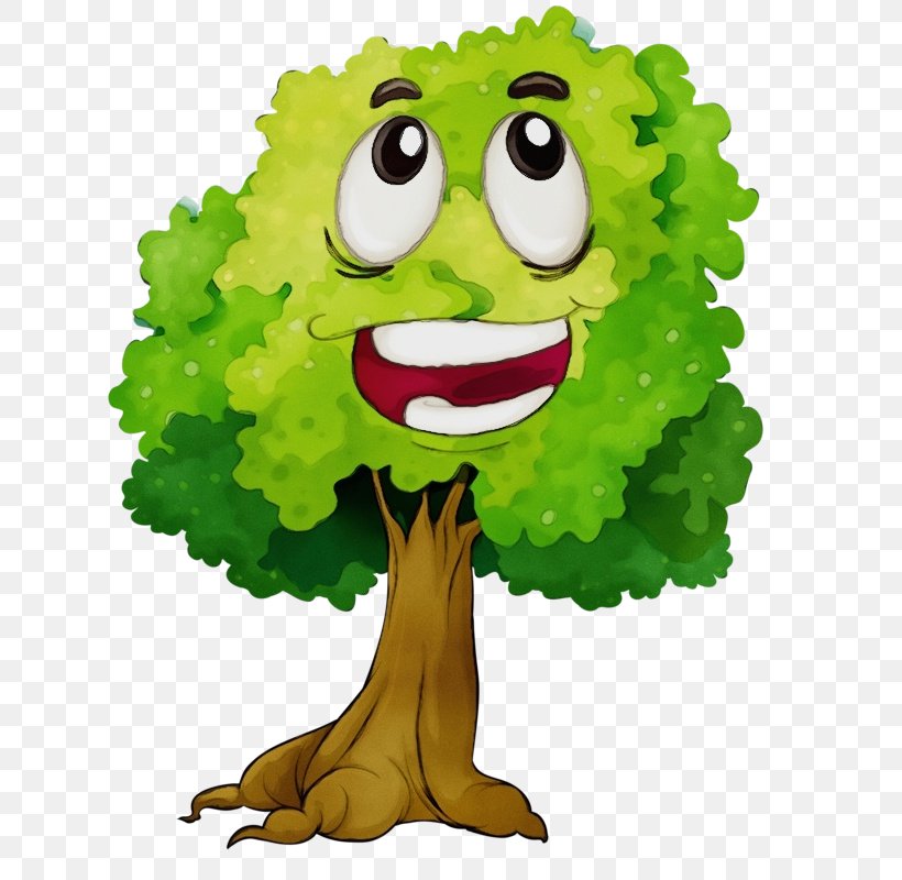 Green Cartoon Tree Clip Art Leaf Vegetable, PNG, 676x800px, Watercolor, Animation, Cartoon, Fictional Character, Green Download Free