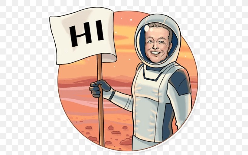 Elon Musk Sticker Telegram VKontakte Odnoklassniki, PNG, 512x512px, Elon Musk, Behavior, Cartoon, Fiction, Gentleman Download Free