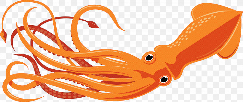 Orange, PNG, 3000x1273px, Giant Pacific Octopus, Animal Figure, Octopus, Orange, Seafood Download Free