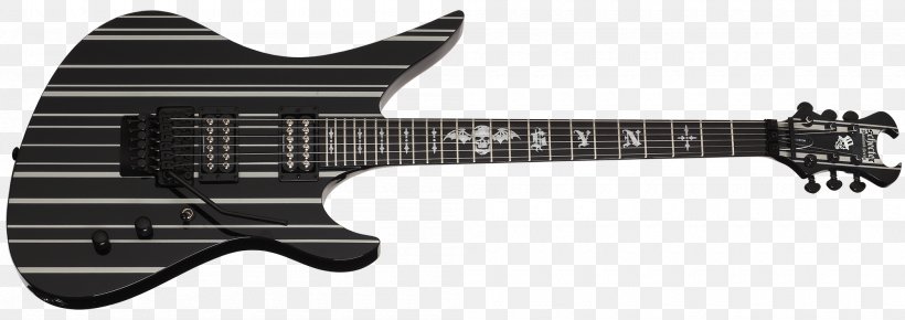 Schecter Guitar Research Electric Guitar Schecter Synyster Gates Floyd Rose, PNG, 2000x709px, Schecter Guitar Research, Acoustic Electric Guitar, Avenged Sevenfold, Bass Guitar, Black And White Download Free
