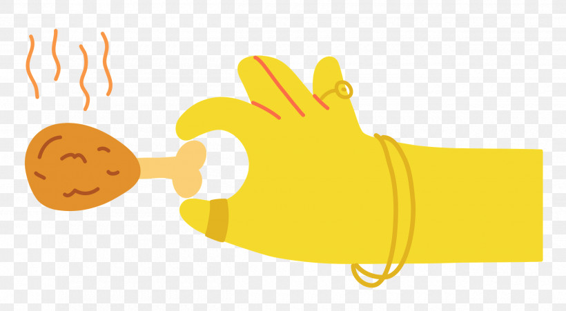Hand Pinching Chicken, PNG, 2500x1378px, Yellow, Biology, Cartoon, Happiness, Hm Download Free