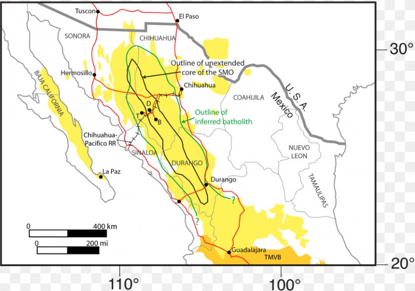Mexican Plateau Sierra Madre Oriental Large Igneous Province Map Igneous Rock, PNG, 850x597px, 2018, Mexican Plateau, Area, Ecoregion, Igneous Rock Download Free