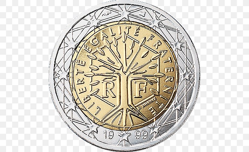 French Euro Coins 2 Euro Coin, PNG, 500x500px, 1 Euro Coin, 2 Euro Coin, 2 Euro Commemorative Coins, 5 Euro Note, Euro Coins Download Free