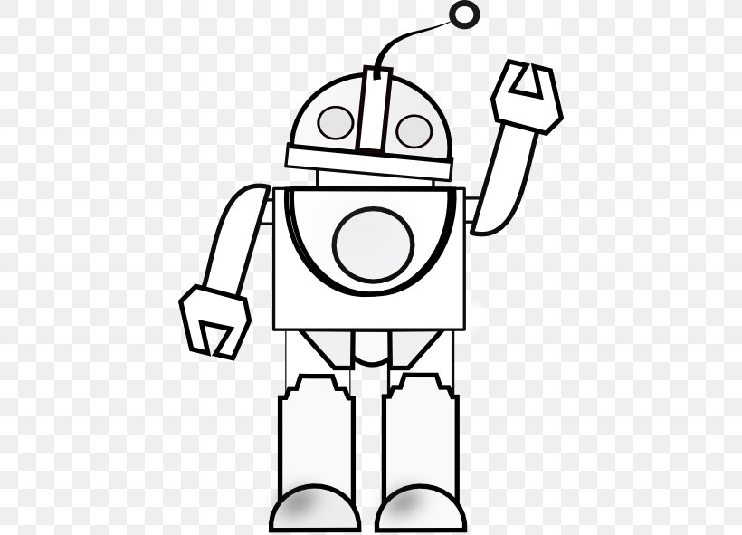 Robot Line Art Coloring Book Clip Art, PNG, 426x591px, Robot, Area, Artwork, Black, Black And White Download Free