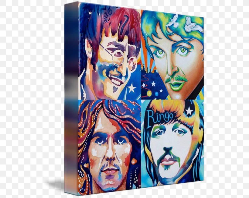 George Harrison Paul McCartney Gallery Wrap Here Comes The Sun, PNG, 538x650px, George Harrison, Acrylic Paint, Art, Canvas, Face Download Free