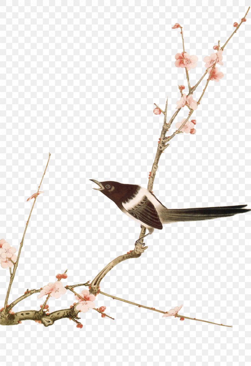 Bird-and-flower Painting Gongbi, PNG, 1718x2502px, Bird, Beak, Birdandflower Painting, Branch, Chinese Painting Download Free
