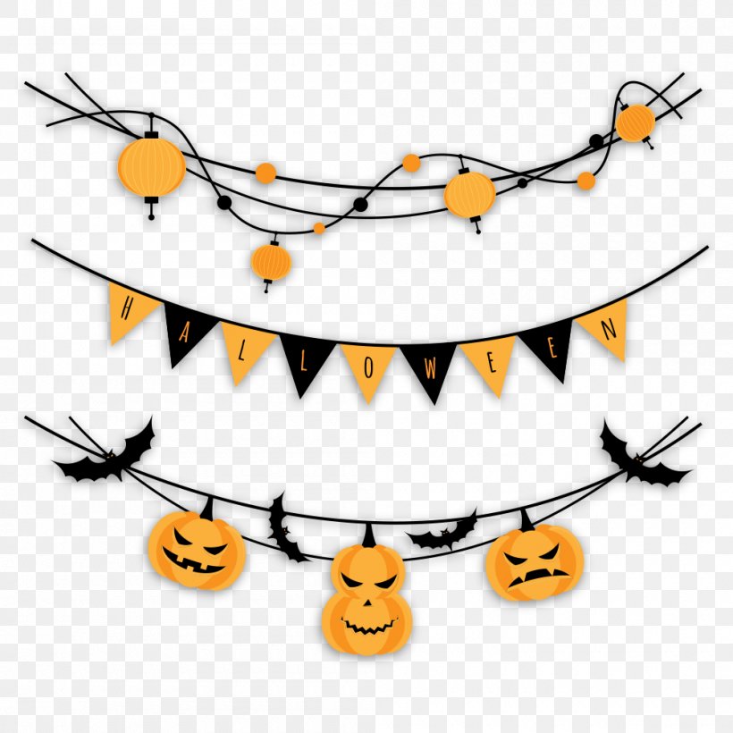 Halloween Party Garland Clip Art, PNG, 1000x1000px, Halloween, Artwork, Drawing, Festival, Garland Download Free