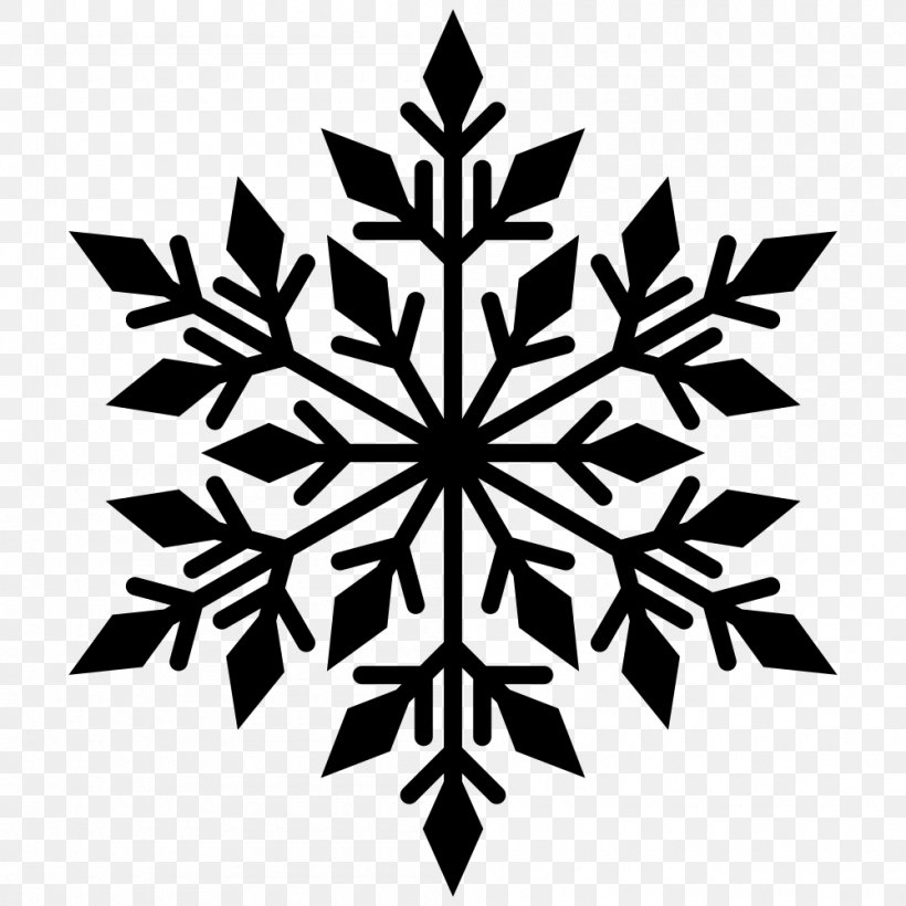 Snowflake Silhouette Clip Art, PNG, 1000x1000px, Snowflake, Black And White, Color, Leaf, Monochrome Download Free
