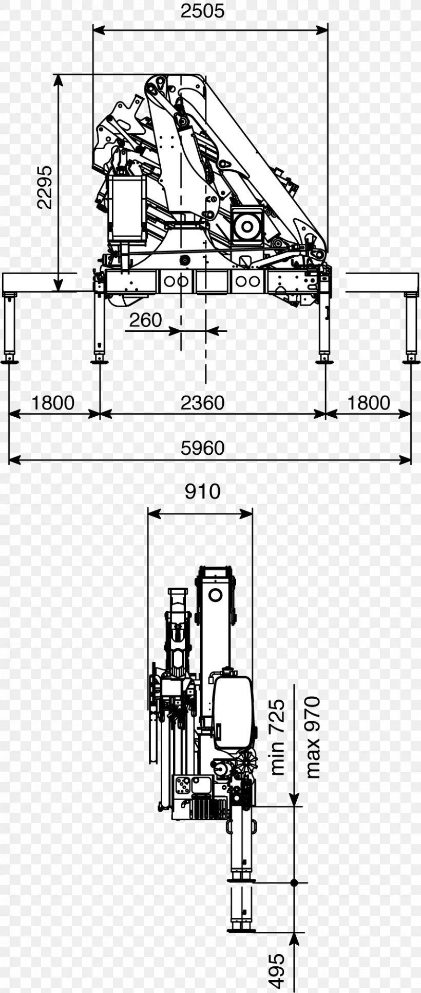 Crane Technical Drawing EFFER S.P.A. Architectural Engineering Machine, PNG, 854x2011px, Crane, Architectural Engineering, Area, Artwork, Black And White Download Free