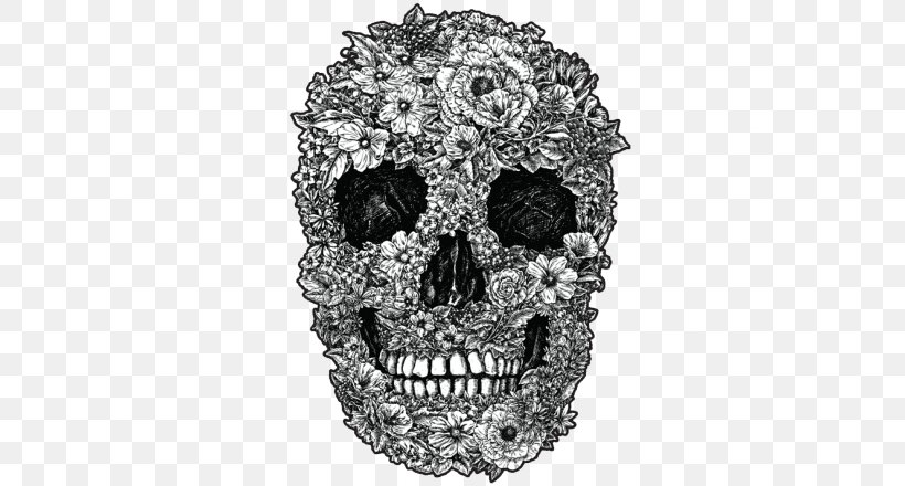 Calavera Skull Flower, PNG, 700x440px, Calavera, Art, Black And White, Bone, Day Of The Dead Download Free