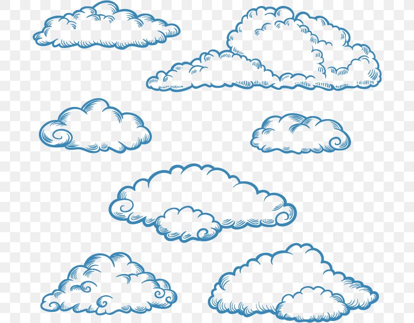 Cloud Drawing Download Euclidean Vector, PNG, 692x640px, Cloud, Area, Blue, Border, Cloud Iridescence Download Free