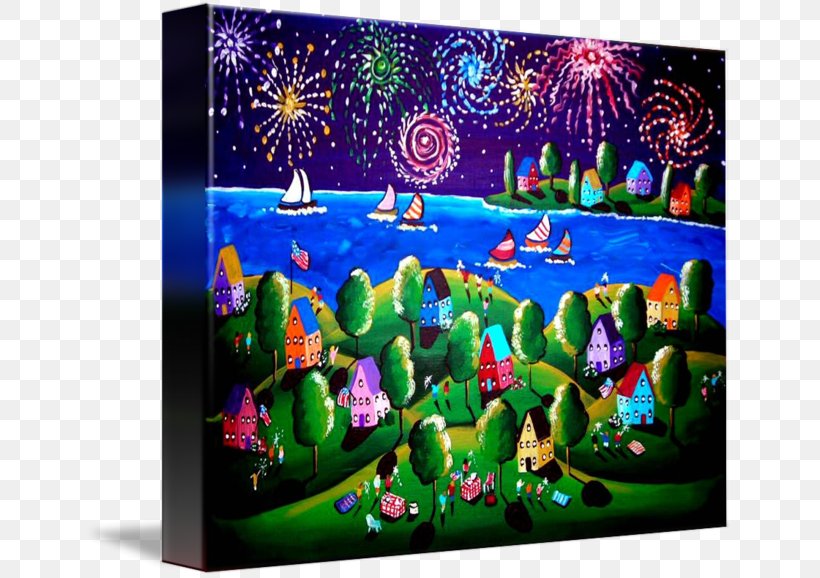 Folk Art Independence Day Fireworks Post Cards, PNG, 650x578px, Art, Aquarium, Artist, Canvas, Display Device Download Free