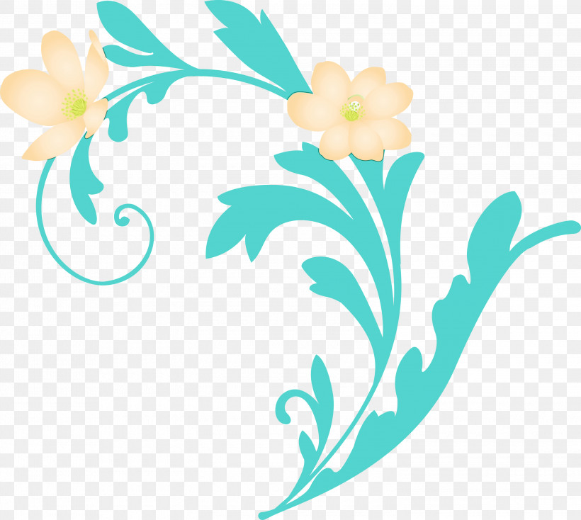 Leaf Aqua Plant Pedicel Flower, PNG, 3000x2689px, Flower Frame, Aqua, Decoration Frame, Floral Frame, Flower Download Free