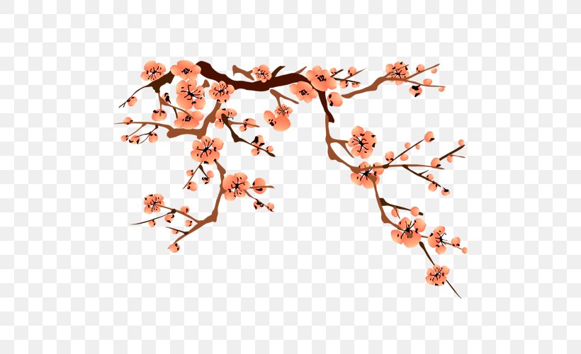 Plum Blossom Clip Art, PNG, 500x500px, Plum Blossom, Branch, Flower, Orange, Painting Download Free