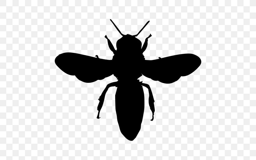 European Dark Bee Silhouette Honey Bee Bumblebee, PNG, 512x512px, Bee, Arthropod, Black And White, Bumblebee, European Dark Bee Download Free