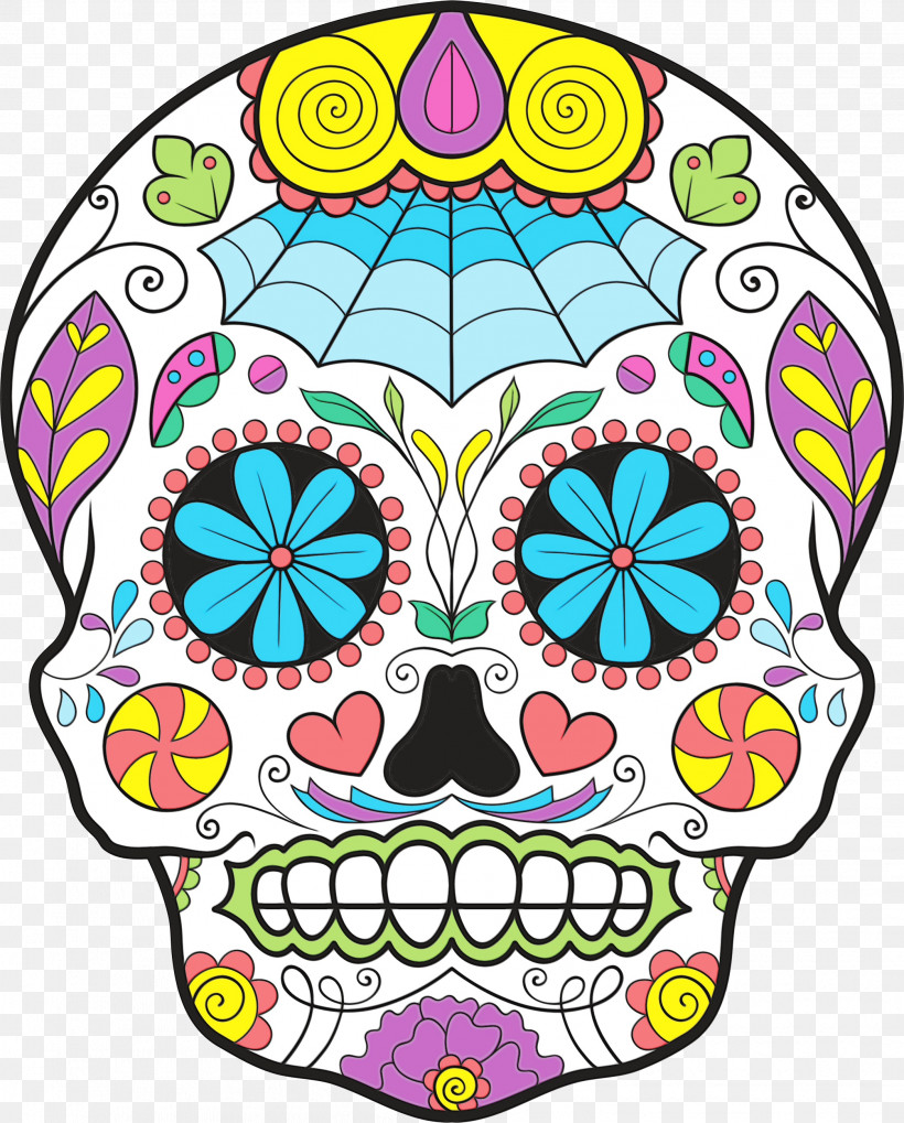 Skull And Crossbones, PNG, 2092x2602px, Watercolor, Calavera, Clothing, Color, Day Of The Dead Download Free