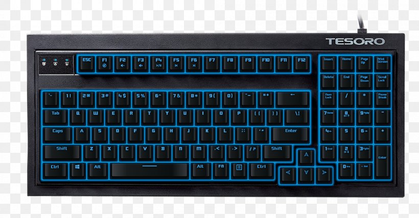 Computer Keyboard Numeric Keypads Touchpad TESORO Gaming Space Bar, PNG, 1000x523px, Computer Keyboard, Computer, Computer Component, Computer Hardware, Display Device Download Free