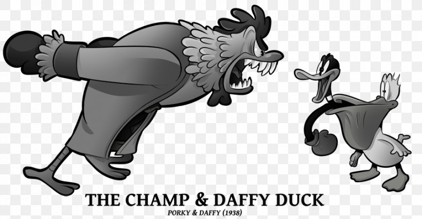 Daffy Duck Porky Pig Looney Tunes Merrie Melodies Image, PNG, 900x469px, Daffy Duck, Animated Cartoon, Black And White, Cartoon, Daffy Duck Egghead Download Free