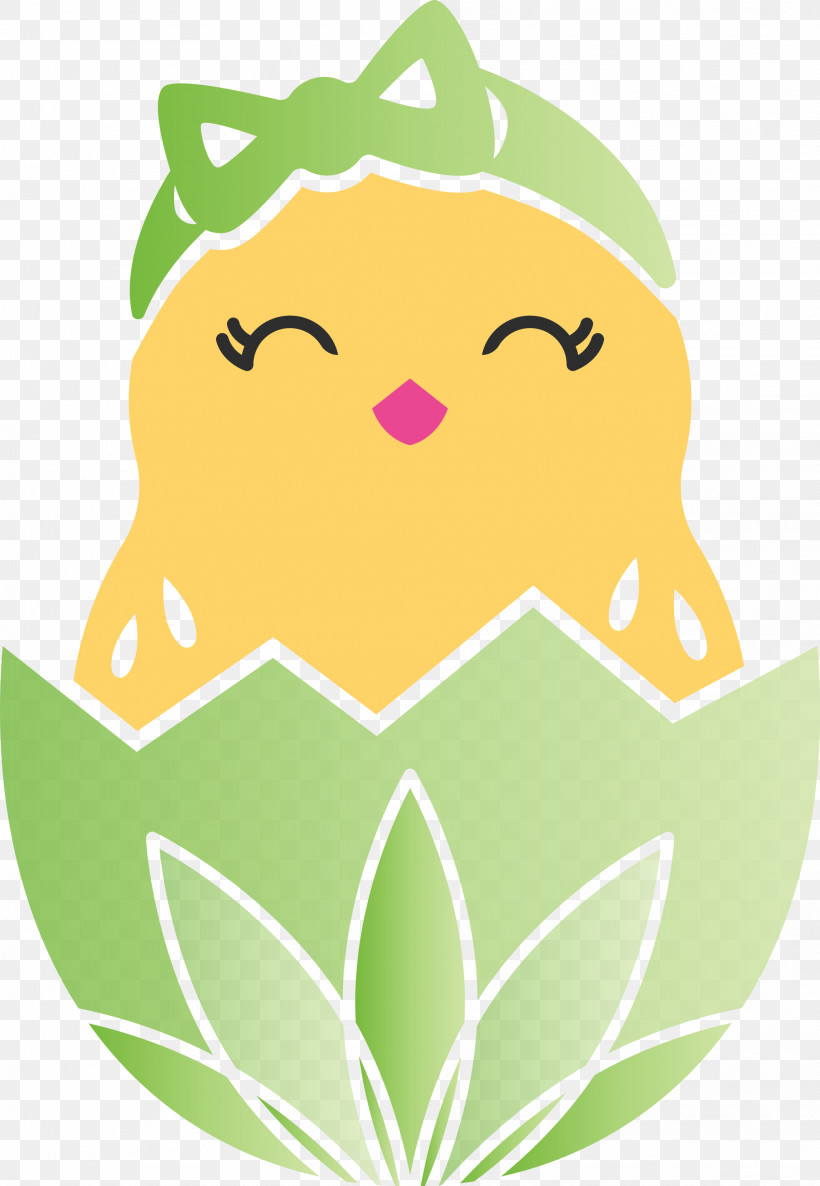 Chick In Eggshell Easter Day Adorable Chick, PNG, 2073x3000px, Chick In Eggshell, Adorable Chick, Easter Day, Green, Leaf Download Free