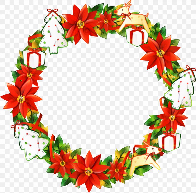 Wreath Christmas Day Poinsettia Clip Art, PNG, 2522x2473px, Wreath, Christmas Day, Christmas Decoration, Floral Design, Flower Download Free