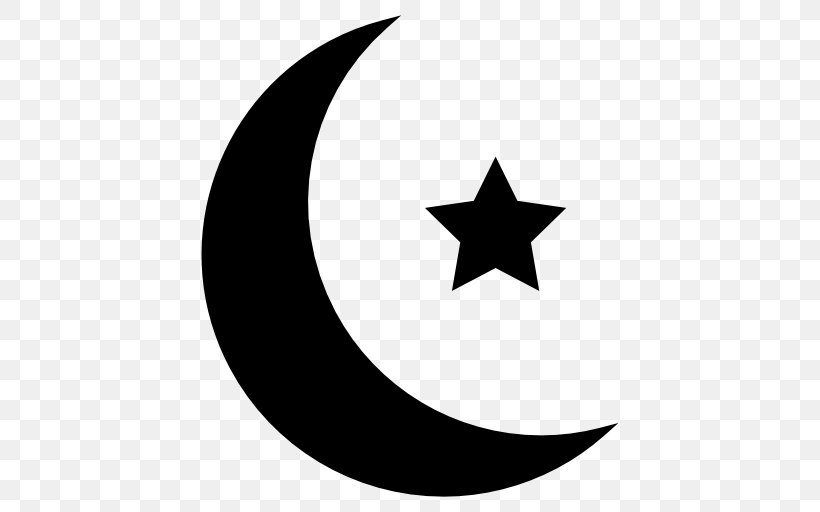 Star And Crescent Vector Graphics Symbols Of Islam, PNG, 512x512px, Crescent, Blackandwhite, Logo, Moon, Ramadan Download Free