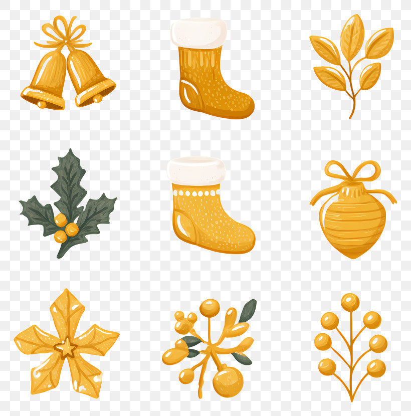 Golden Christmas Elements - Golden Christmas Icon Set PNG
