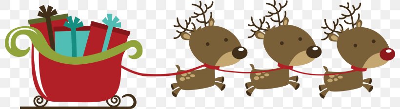 Santa Claus's Reindeer Santa Claus's Reindeer Clip Art, PNG, 800x224px, Reindeer, Antler, Art, Christmas, Christmas Ornament Download Free