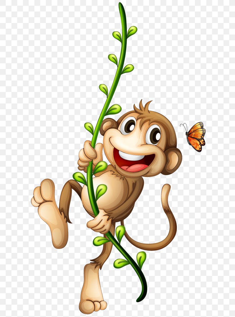 Monkey Royalty-free, PNG, 617x1103px, Monkey, Cartoon, Fictional Character, Finger, Flower Download Free