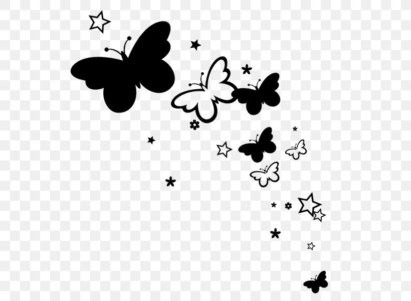 Paper Sticker Wall Decal Butterfly, PNG, 600x600px, Paper, Arthropod, Black, Black And White, Branch Download Free