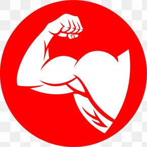 Fitness Red Icon - Arm Muscle Cartoon Clip Art PNG