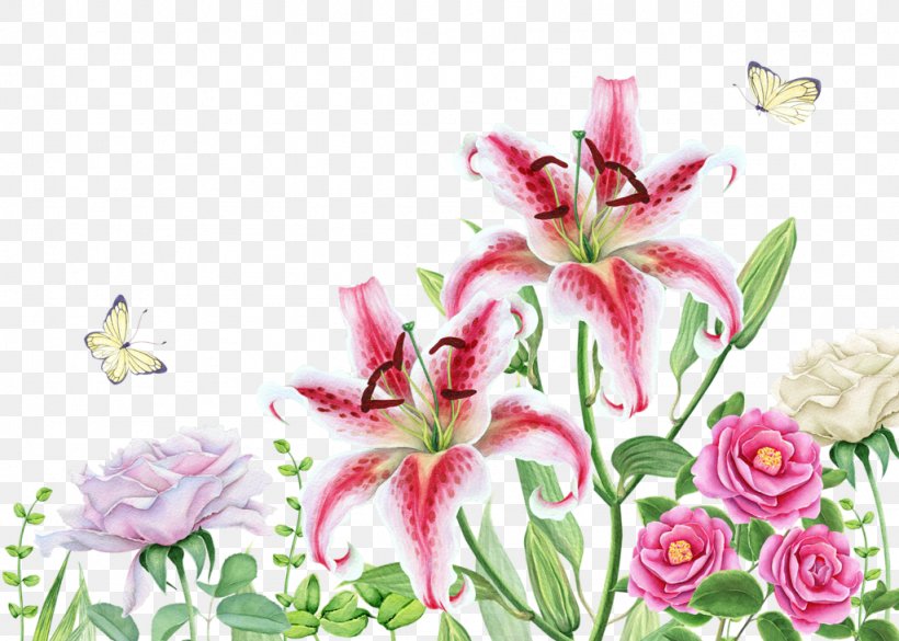 Floral Design Lilium Watercolor Painting, PNG, 1024x731px, Floral Design, Art, Botanical Illustration, Cut Flowers, Drawing Download Free