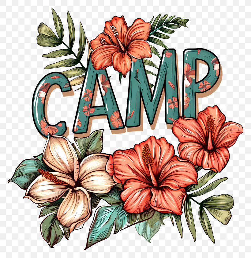 Camp - Camp Floral Illustration Design PNG