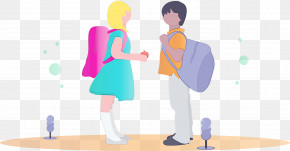 Cartoon Standing Conversation Interaction Gesture PNG