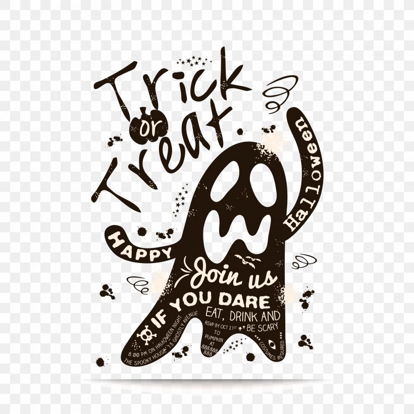 Halloween Trick-or-treating Ghost Illustration, PNG, 3333x3333px, Wedding Invitation, Brand, Convite, Ghost, Halloween Download Free