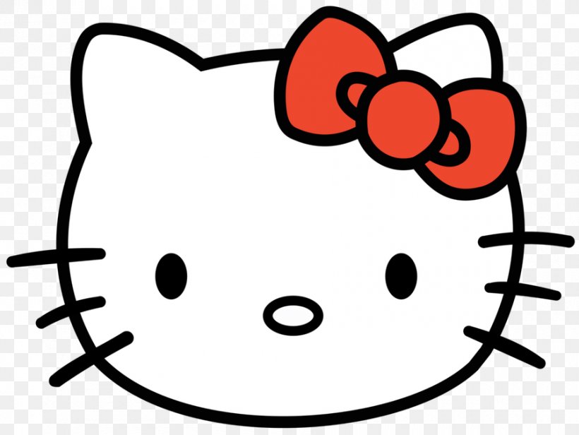 Hello Kitty Kitten Face Clip Art, PNG, 900x677px, Hello Kitty, Area, Artwork, Badtzmaru, Black And White Download Free