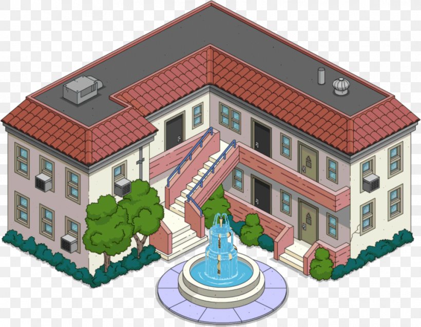 The Simpsons: Tapped Out The Simpsons Game Kent Brockman Building Springfield, PNG, 964x750px, Simpsons Tapped Out, Animated Sitcom, Building, Elevation, Facade Download Free