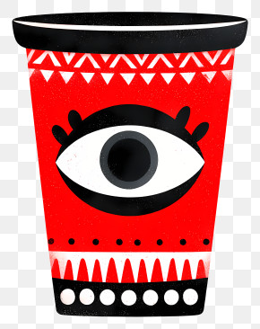 Cup With Eyes - Decorative Cup With Eye Pattern PNG