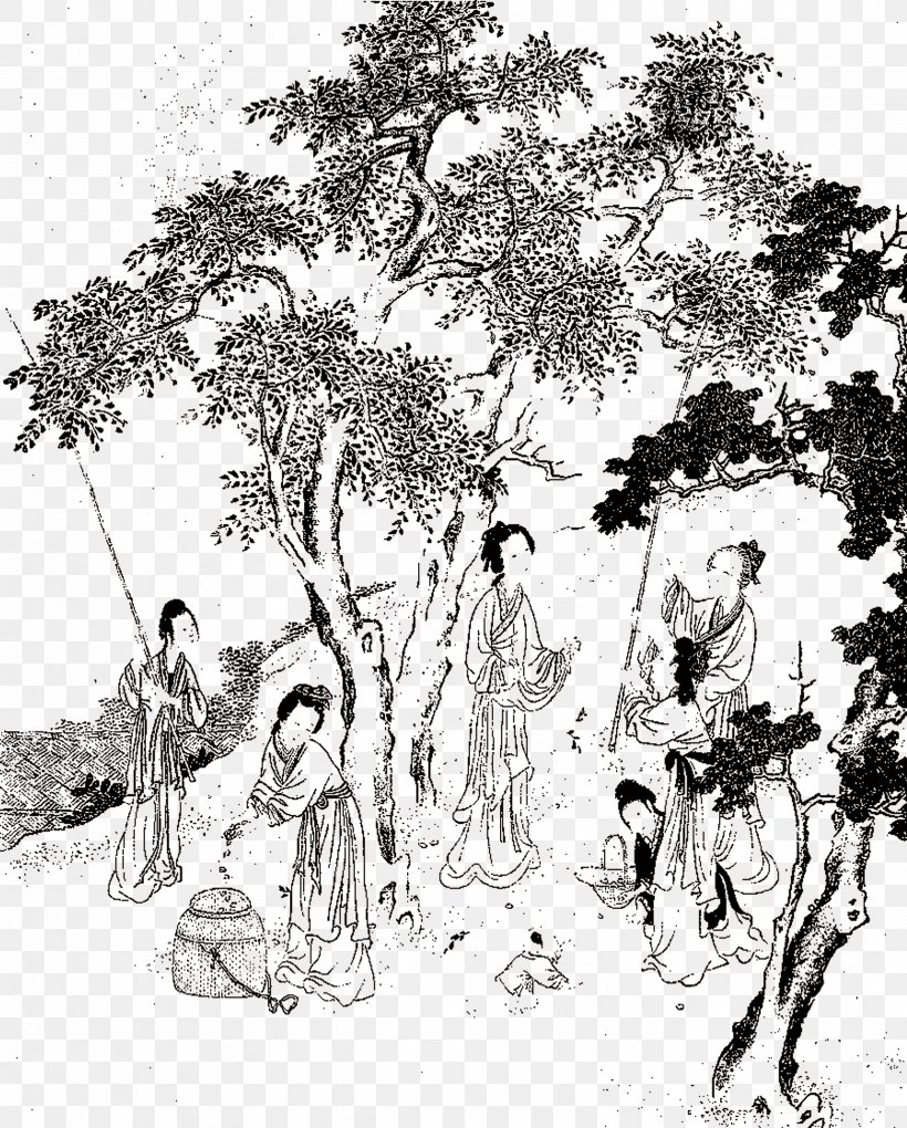 U53e4u756b Chinese Painting Art Portrait, PNG, 2451x3049px, Chinese Painting, Art, Black And White, Branch, Chen Hongshou Download Free