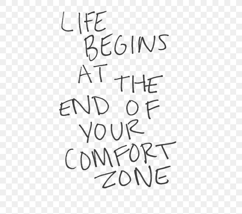 Life Begins At The End Of Your Comfort Zone. Life Begins At The End Of Your Comfort Zone. Happiness, PNG, 500x723px, Comfort Zone, Area, Black, Black And White, Calligraphy Download Free