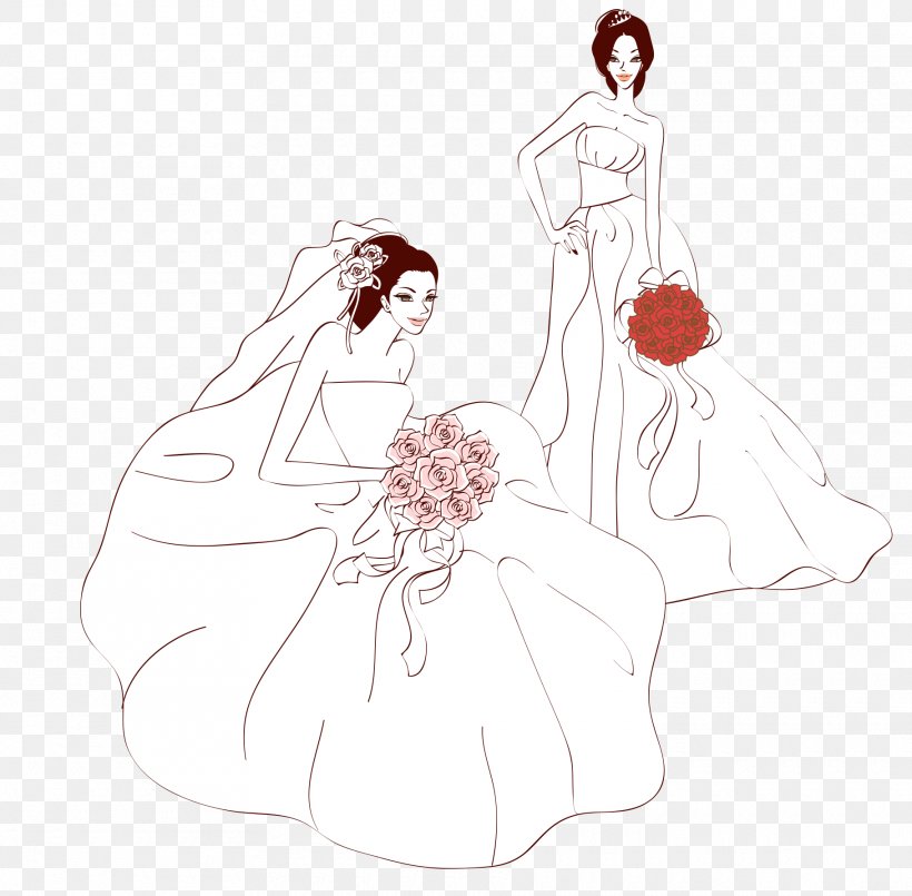 Wedding Dress Bride Design Drawing, PNG, 1820x1788px, Wedding Dress, Arm, Art, Artwork, Bijin Download Free